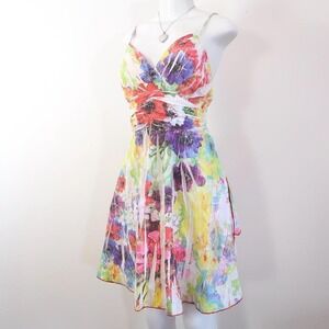 floral sundress ruched bust watercolor print y2k fairycore size L
